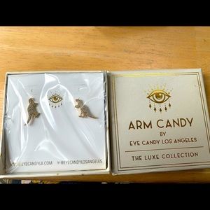 Arm Candy by Eye Candy Los Angeles. the Luxe Collection Dinosaur earrings.